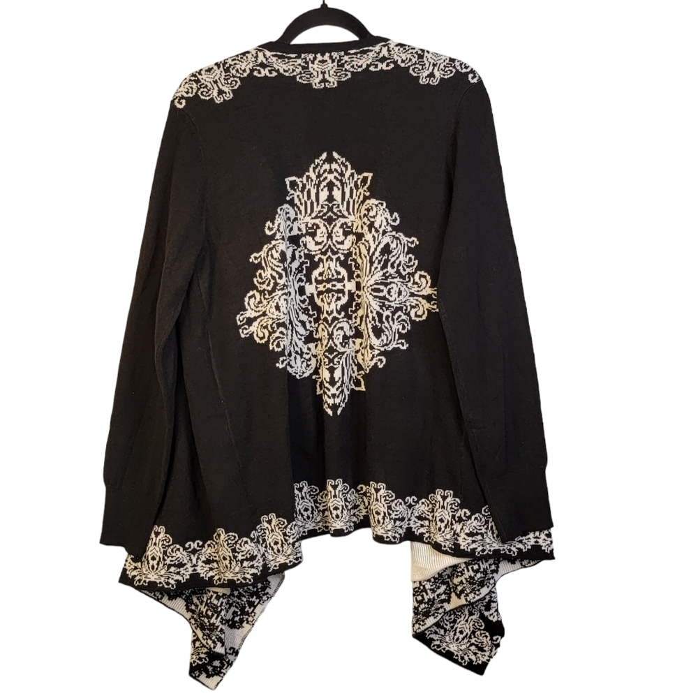 Napa Valley Black & White Light Weight Sweater Wrap Shawl Shrug Long Sleeves S - Picture 7 of 15